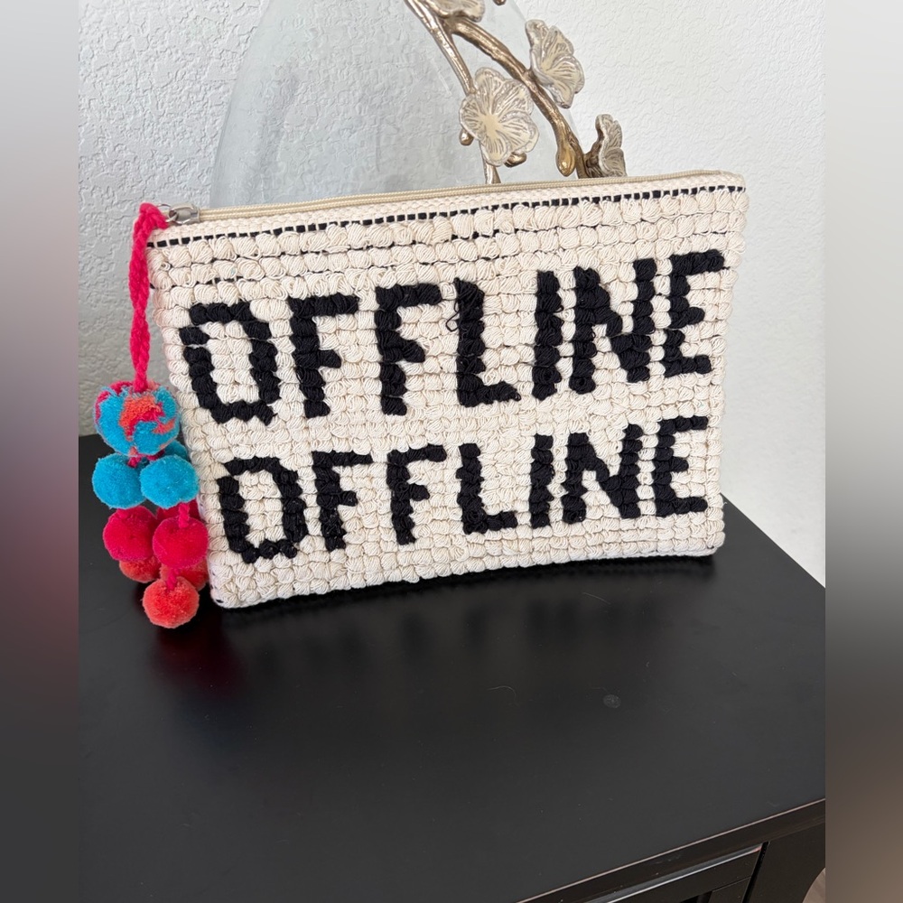 Shiraleah OFFLINE Woven Clutch W/Pompoms vacation summer fun bag